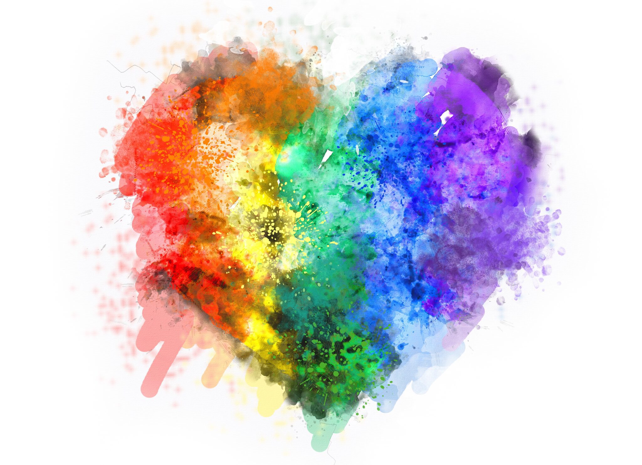 rainbow heart in the style of watercolor 